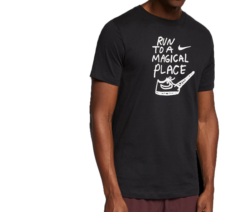 Nike DRI-FIT Running Quick Dry Breathable Athleisure Casual Sports Short Sleeve Black AO0651-010