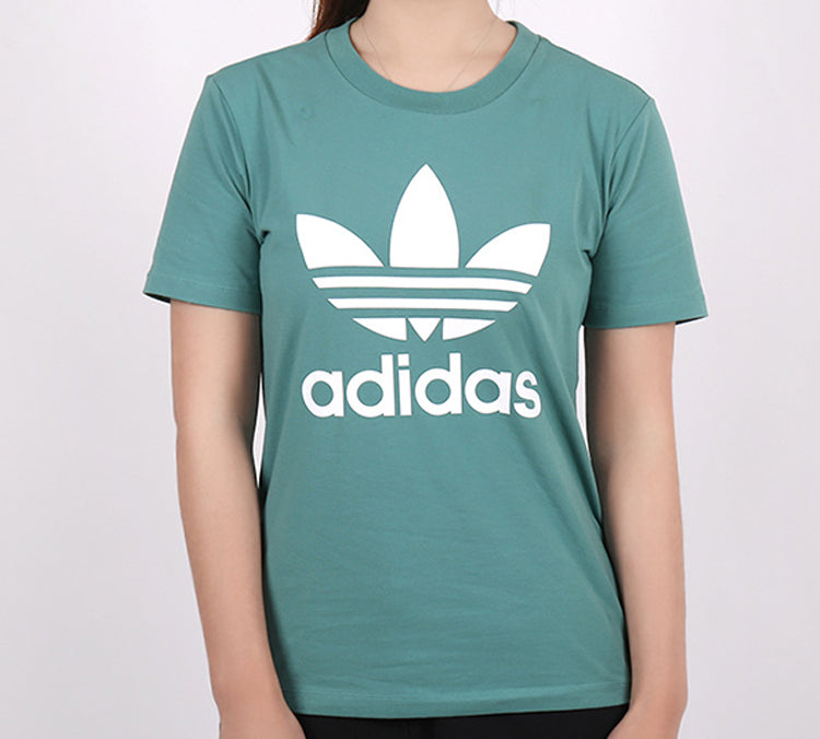 (WMNS) adidas originals Chest Logo Sports Short Sleeve Green FM3300