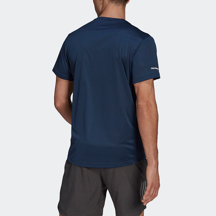 adidas Logo Running Sports Short Sleeve Navy Blue GN2168