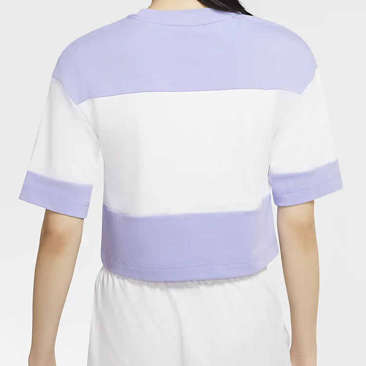 (WMNS) Nike Colorblock Version Round Neck Short Sleeve Tops 'Light purple' CK1302-100