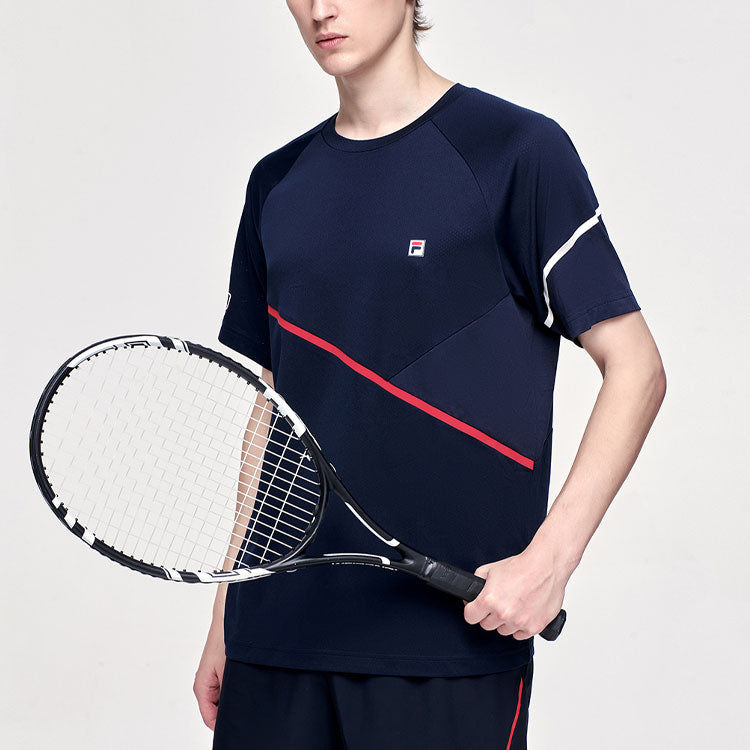 FILA Solid Color Sports Tennis Short Sleeve Blue A11M123101F-NV