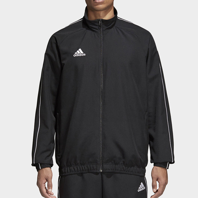 Men's adidas Logo Printing Solid Color Casual Sports Jacket Black CE9042