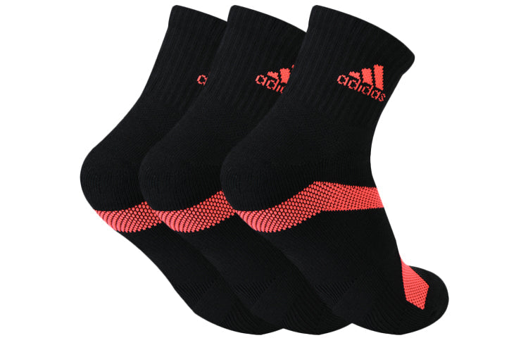 adidas breathable towel bottom socks 3 pairs'Black Red' MF0025