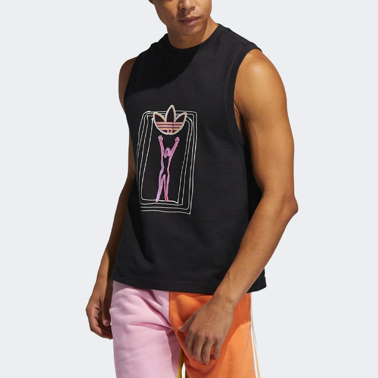 adidas originals Ptide Series Love Unites Tan Fluorescence Printing Sports Vest Couple Style Black H43967