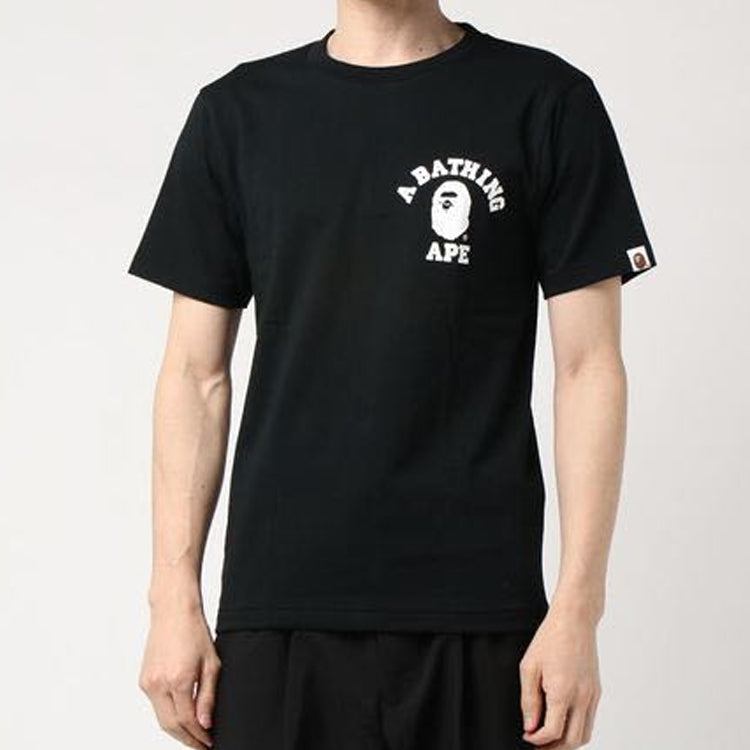 Men's BAPE Back Alphabet Printing Short Sleeve Black 0ZXTEM110035E