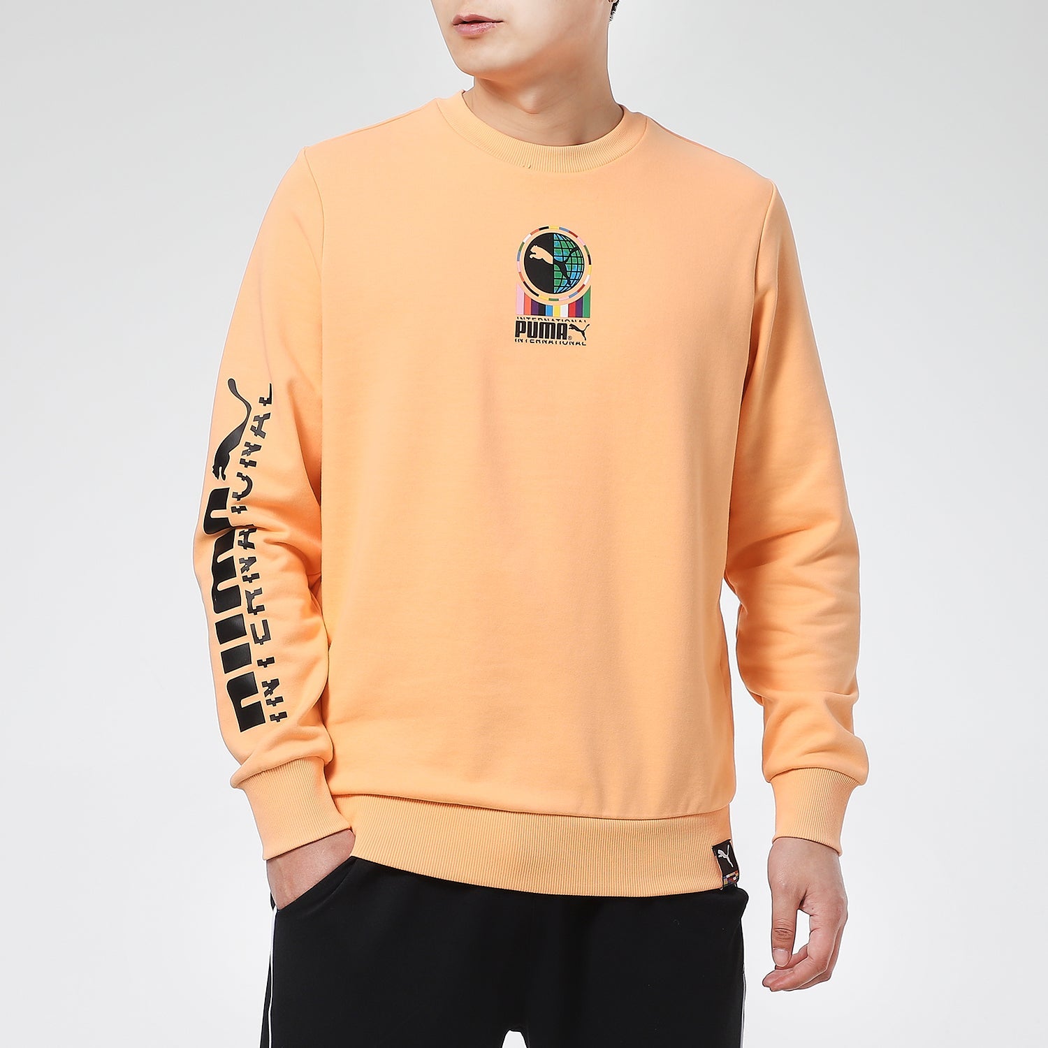 PUMA Game Graphic Crewneck Sweatshirt 'Orange Black Green' 531416-36