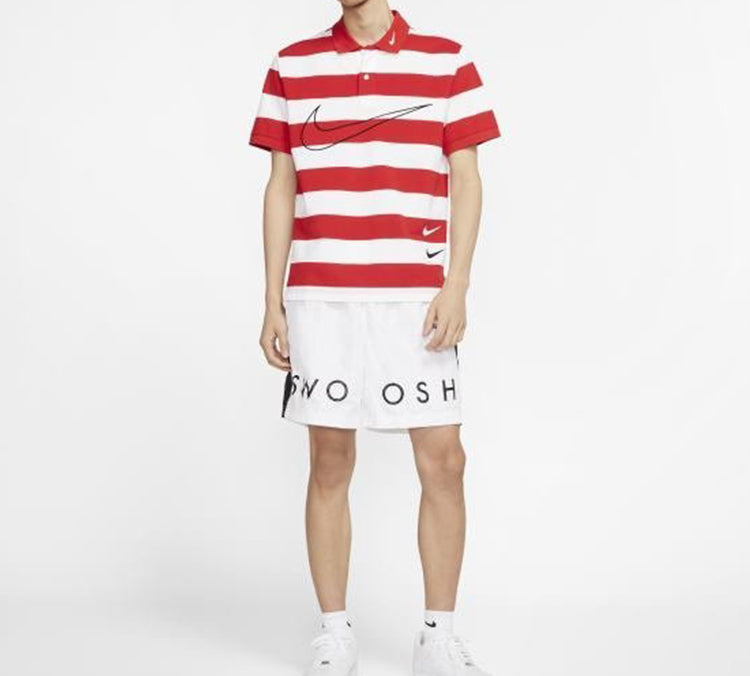 Nike Sportswear Swoosh Stripe Short Sleeve polo Red White Redwhite CJ4910-657