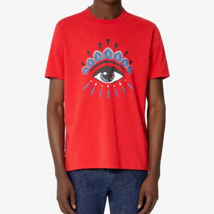 Men's KENZO Classic Eye Printing Round Neck Short Sleeve Red FA55TS0494YC-21