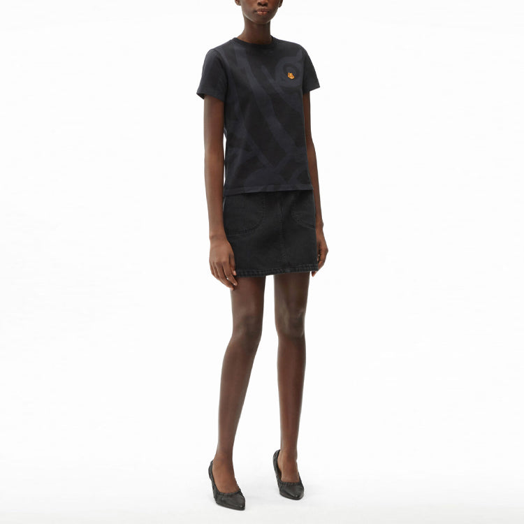 KENZO SS21 Printing Tiger Head Short Sleeve Black FB52TS8404SG-99