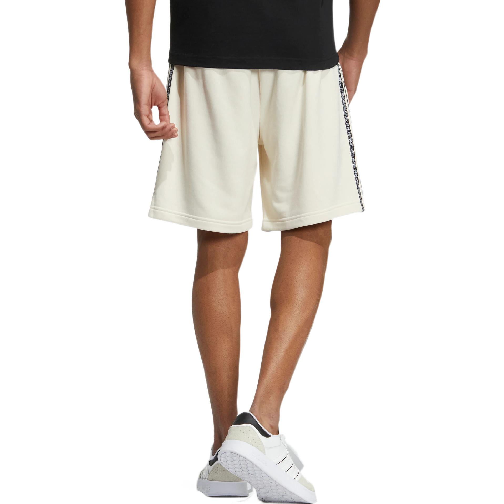 Men's adidas neo x . Crossover Cartoon Pattern Stripe Athleisure Casual Sports Shorts Beige HD7258