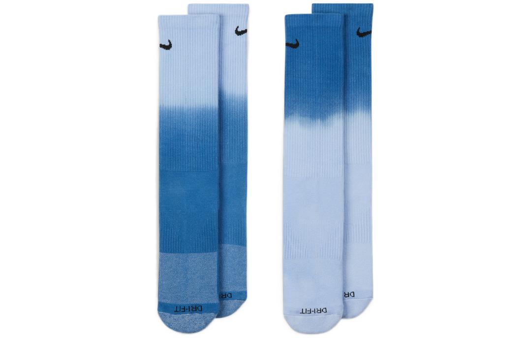 Nike Brand Logo Gradient Sports Training Socks Couple Style 2 Pairs Blue DH6096-903