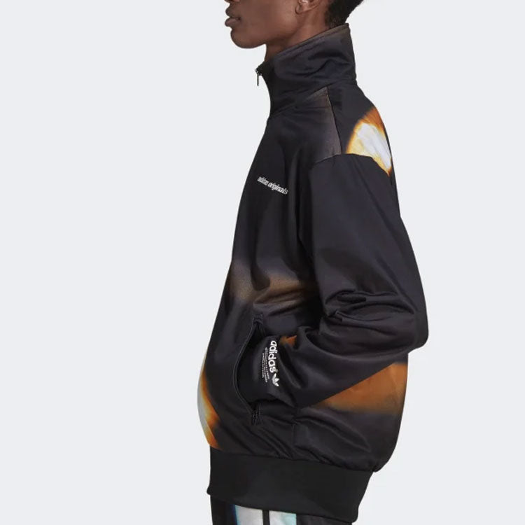 Men's adidas originals Color Block Alphabet Logo Zipper Stand Collar Sports Jacket HC7174