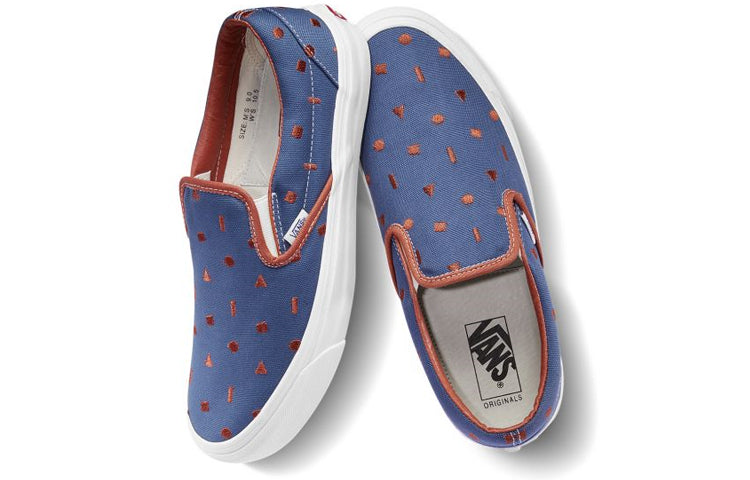 Vans OG SLIP-ON LX Shoe Geometry Pattern Casual Skateboarding Shoes Blue VN0A3AV7VZE