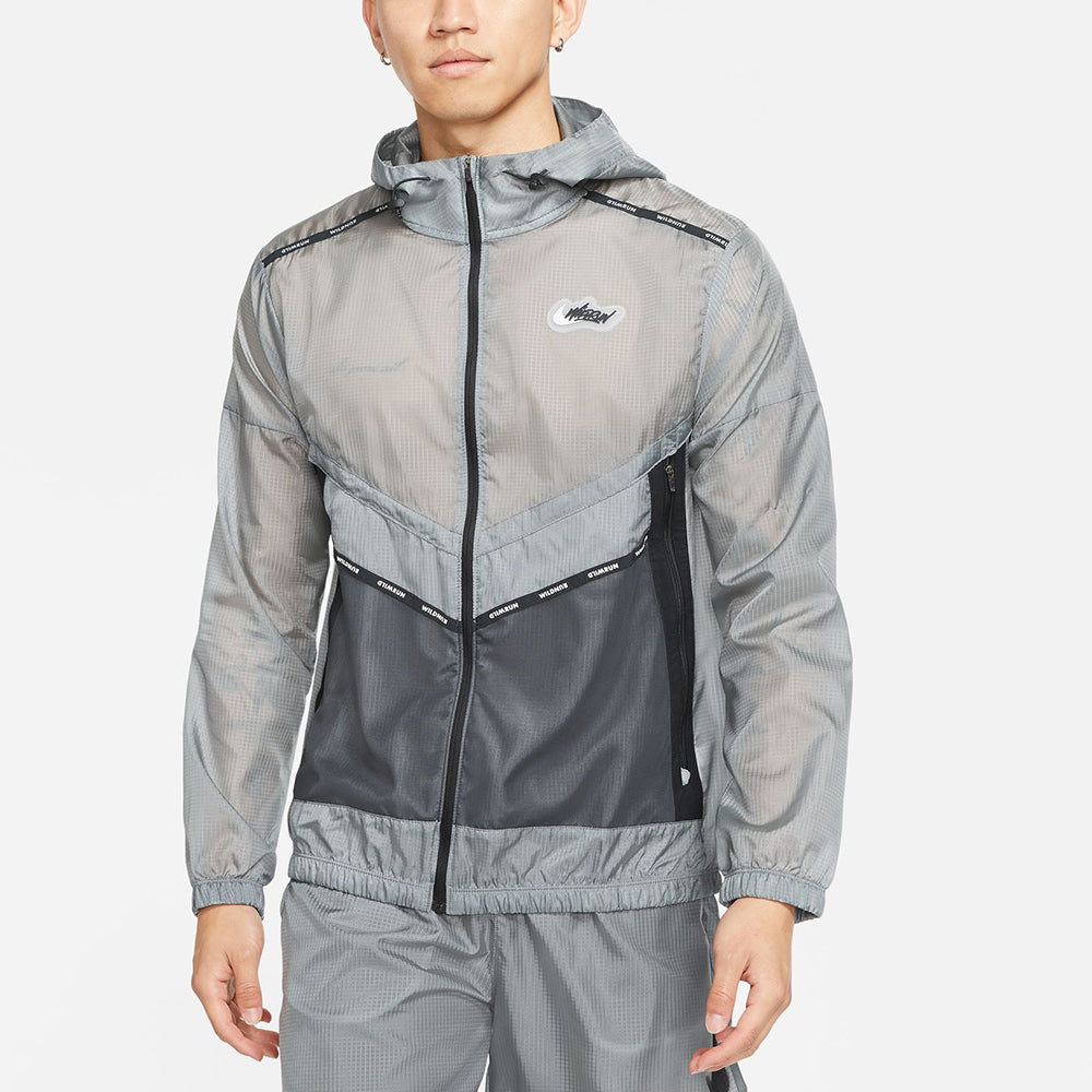 Nike Repel Wild Run Windrunner Casual Printing Running Sports Woven Jacket Gray DD5392-084