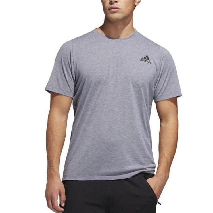 adidas Solid Color Logo Round Neck Sports Short Sleeve Gray EH4719