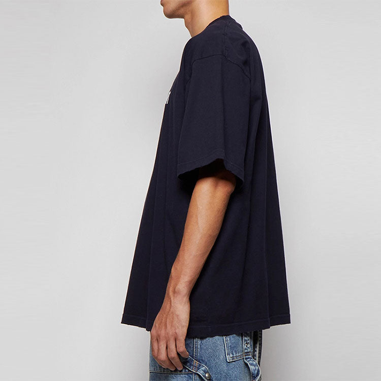 Balenciaga No Comment Cotton T-Shirt 'Navy' 684155TLVG33967