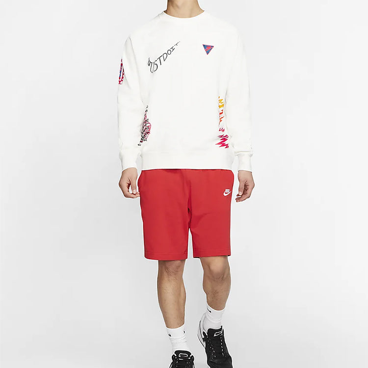 Nike Sportswear NSW Reflective Graffiti Printing Round Neck Pullover White CJ5056-133