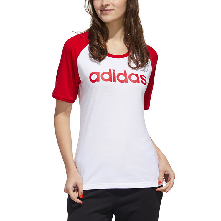 (WMNS) adidas neo Large logo Alphabet Printing Short Sleeve White GL1176