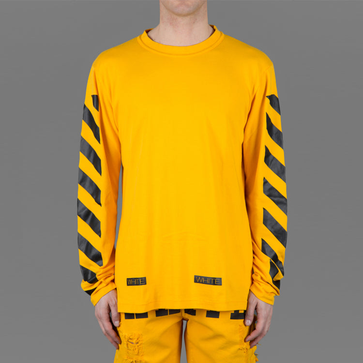 Off-White C/O VIRGIL OW 13 Alphabet Stripe Long Sleeves Unisex Yellow AU2001-03-04