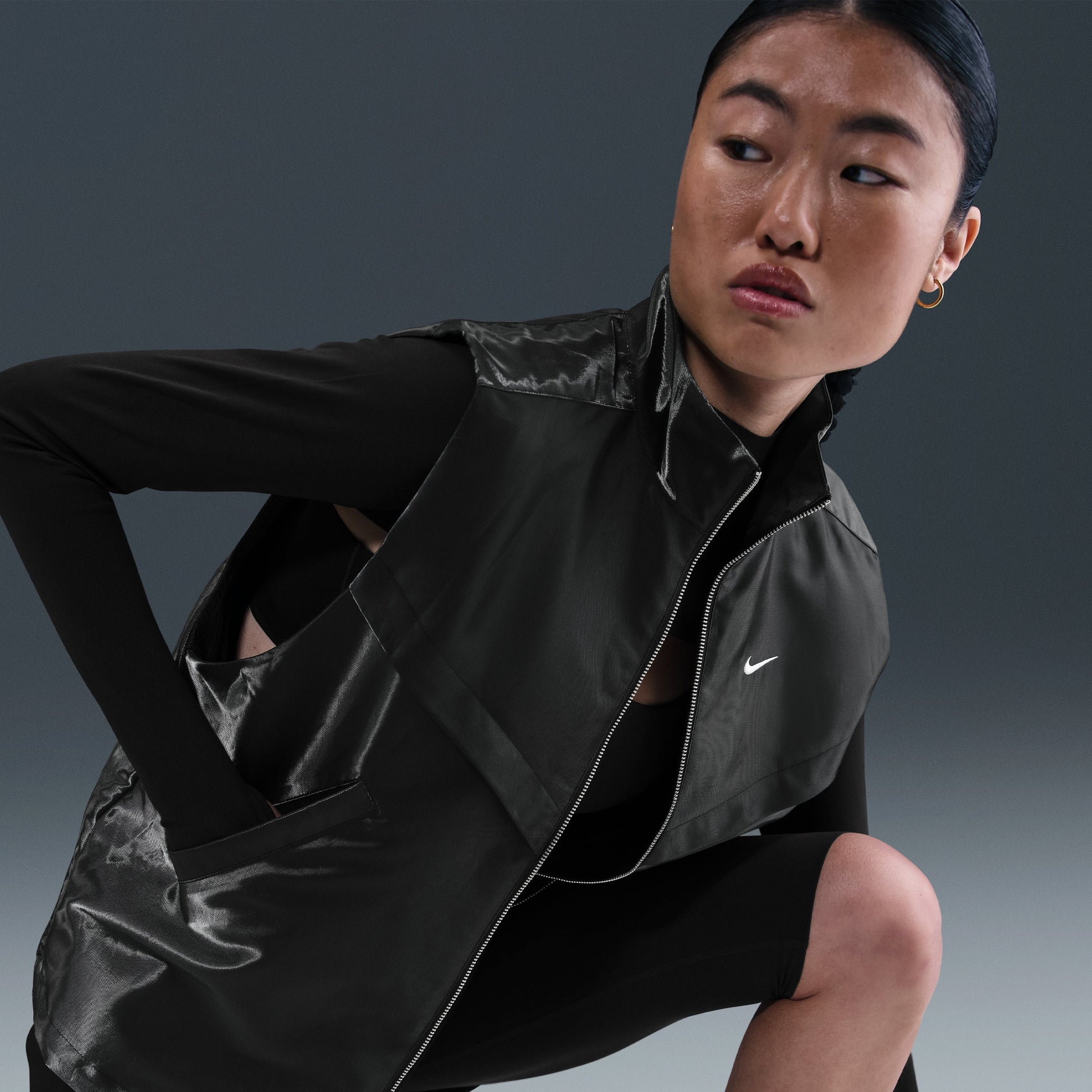 (WMNS) Nike Sportswear Windrunner Vest 'Black White' HV2473-010