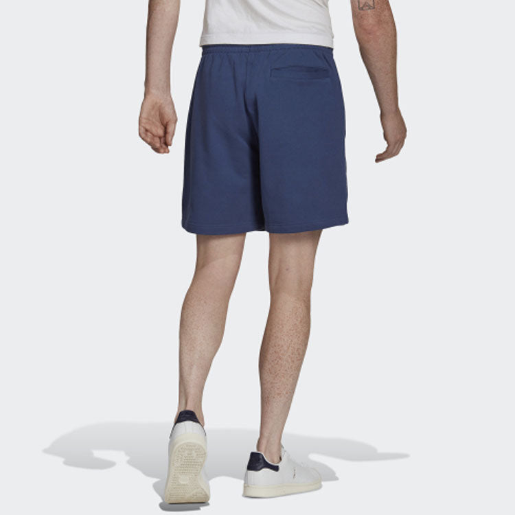 Men's adidas Solid Color Lacing Elastic Waistband Athleisure Casual Sports Shorts Indigo HF6360