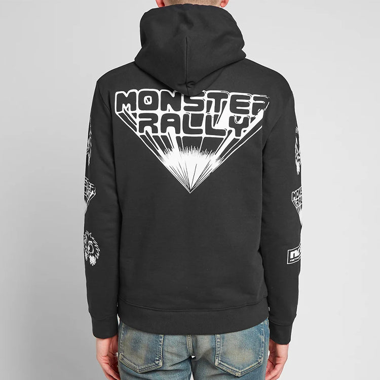 McQ Alphabet Printing hooded Long Sleeves Unisex Black 494034RNH14