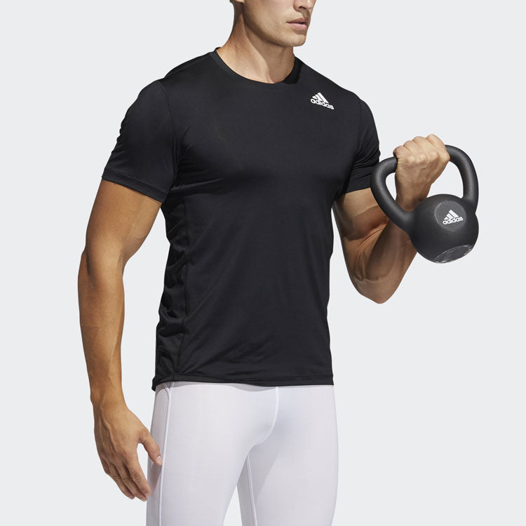 Men's adidas Round Neck Logo Printing Short Sleeve Black T-Shirt HB1450