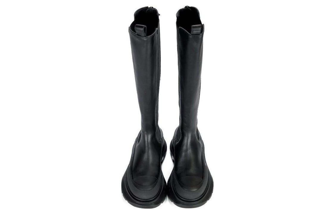 (WMNS) Alexander McQueen Tread Leather Over-The-Knee Boots 'Black' 707682WHZ661000