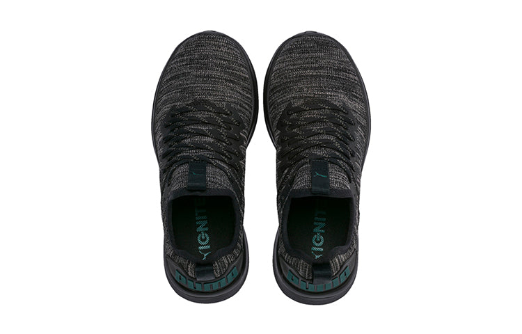 (PS) PUMA Ignite Flash Evoknit K Running Shoes Black/Green 191502-11