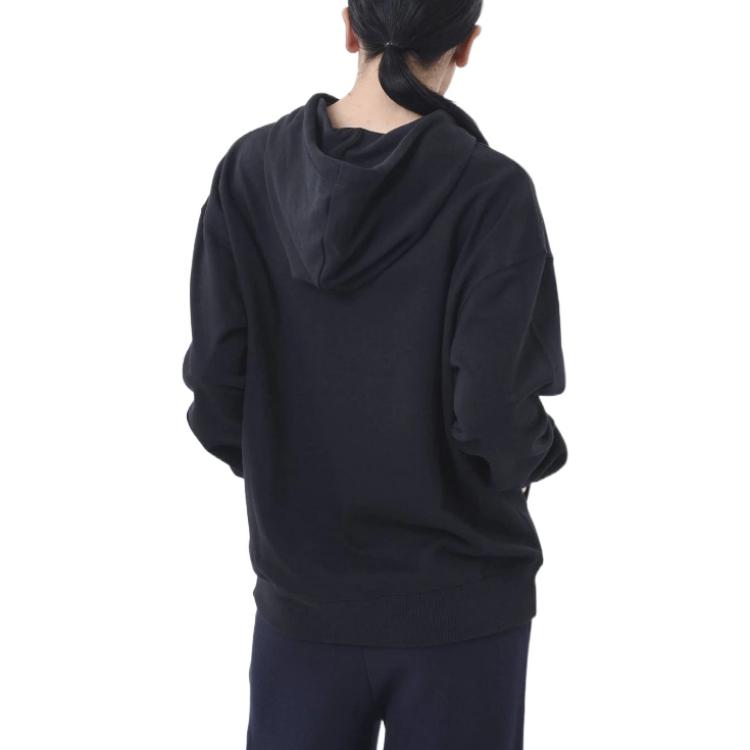 (WMNS) New Balance Essentials Stacked Logo Oversized Pullover Hoodie Asia Sizing 'Black' WT03547-BK