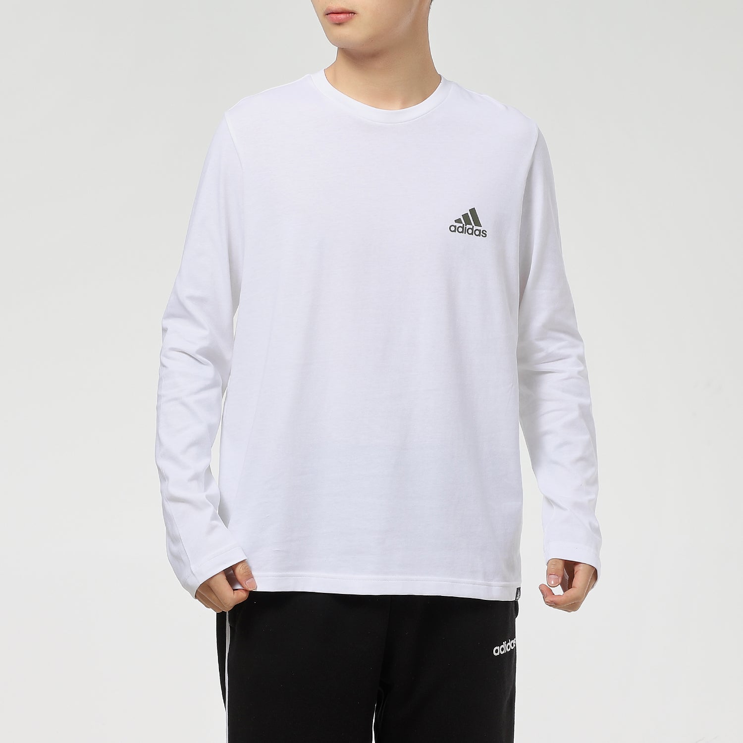 adidas Printed Solid Color Thin Crew Neck Pullover Men's White GL3230