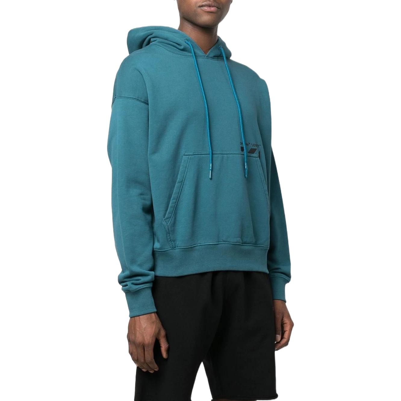 Men's Off-White Solid Color Casual Long Sleeves Blue OMBB085S22FLE0194810