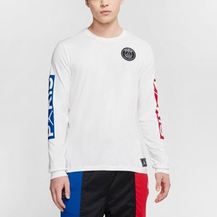 Air Jordan Chest Round Neck Pullover Long Sleeves T-Shirt Men's White BQ8382-101