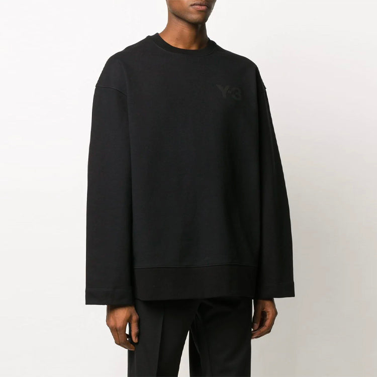 Men's Y-3 Alphabet Logo Loose Round Neck Black FN3366