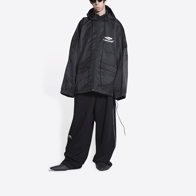 Balenciaga 3B Sports Icon Oversized Windbreaker Jacket 'Black' 698871TLO251000