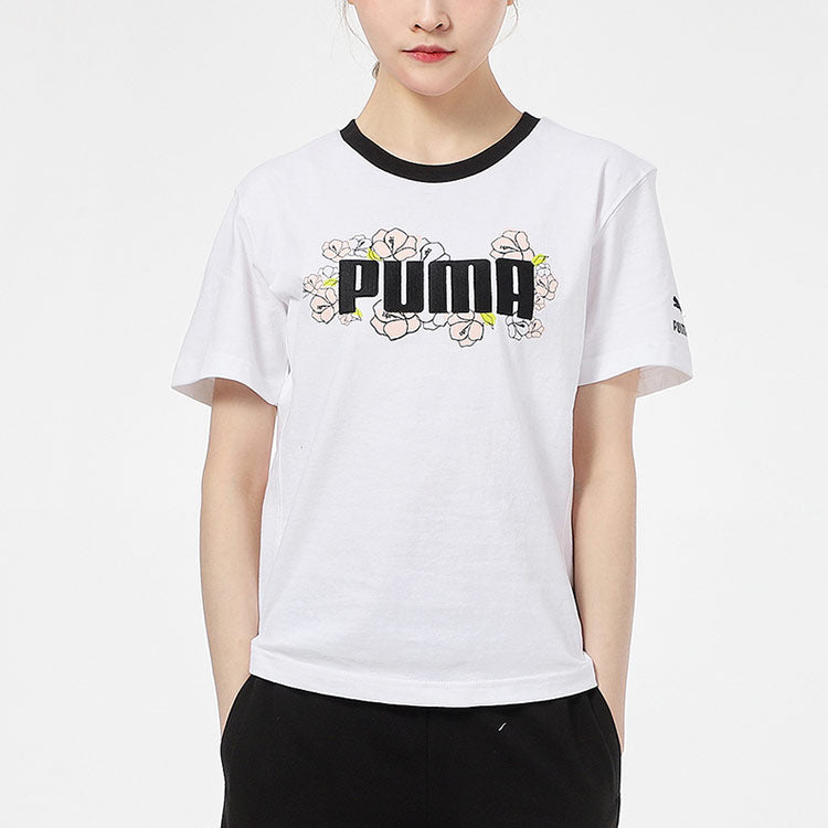 (WMNS) PUMA Logo Printing Round-neck White 532042-02