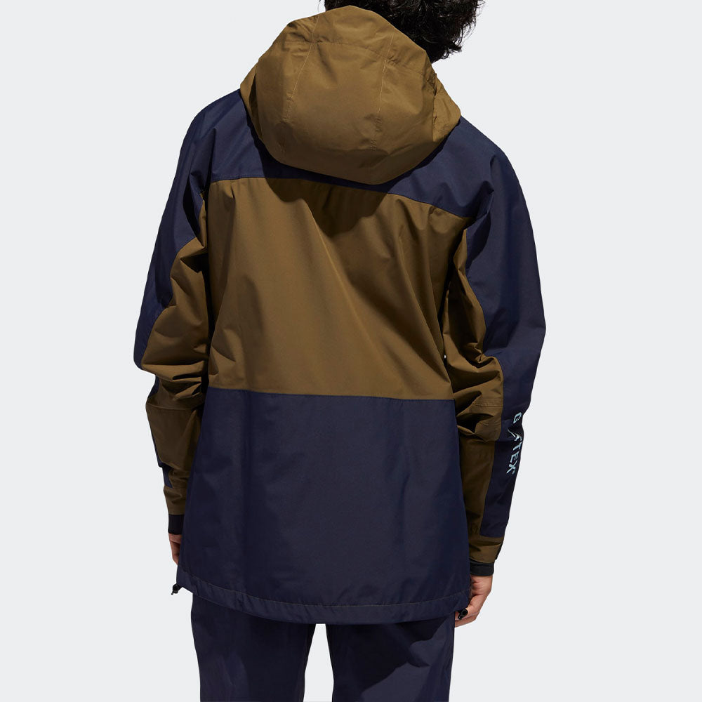 adidas originals Gore Tex Colorblock Outdoor Windproof Hooded Jacket Brown FJ7584