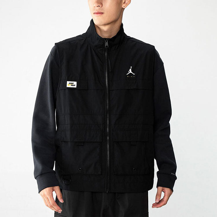 Men's Air Jordan Casual Alphabet Zipper Autumn Black Vest DC7305-010