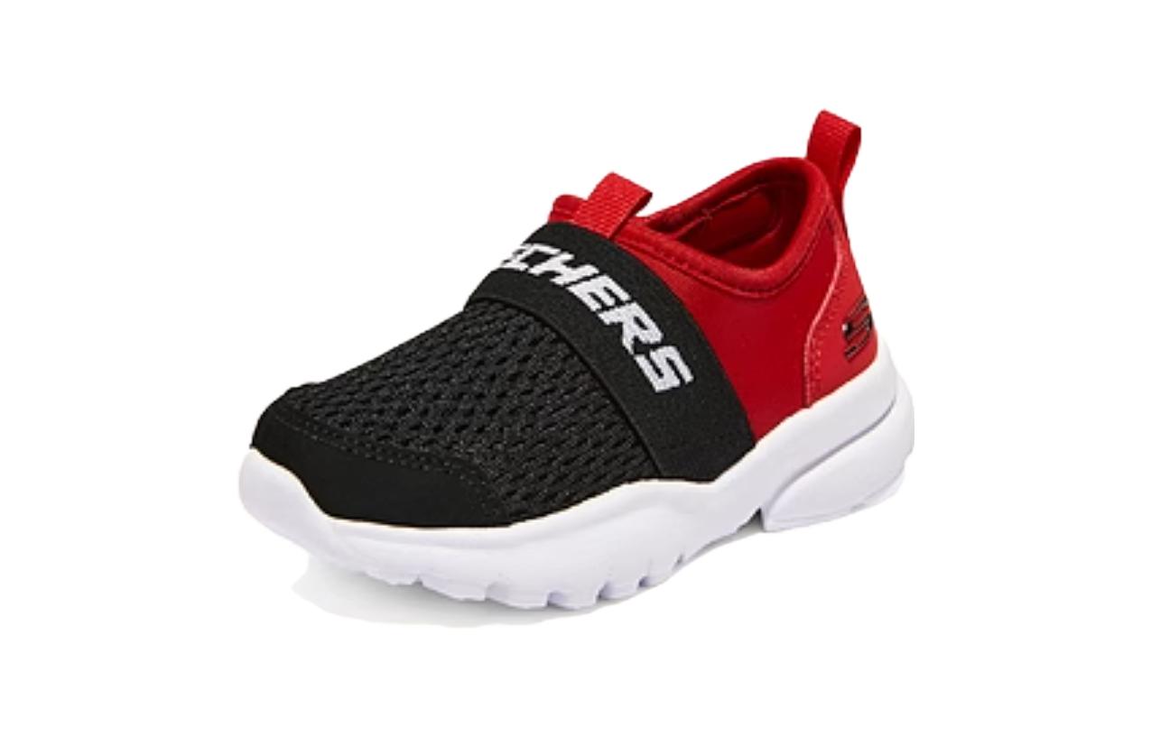 (GS) Skechers Slip-On Sport Shoes 'Black Red' 405215N-BKRD