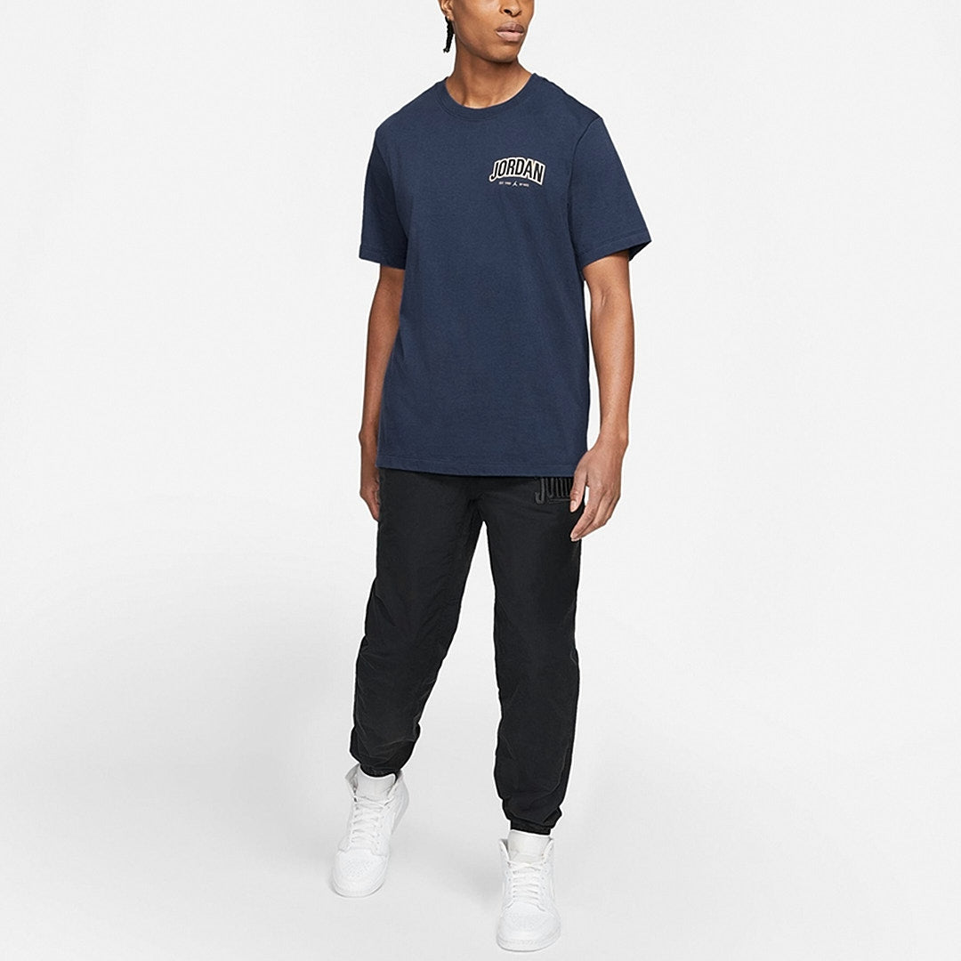 Men's Air Jordan Gfx Ss Crew Large Logo Alphabet Printing Sports Solid Color Round Neck Short Sleeve Blue T-Shirt DM3218-410