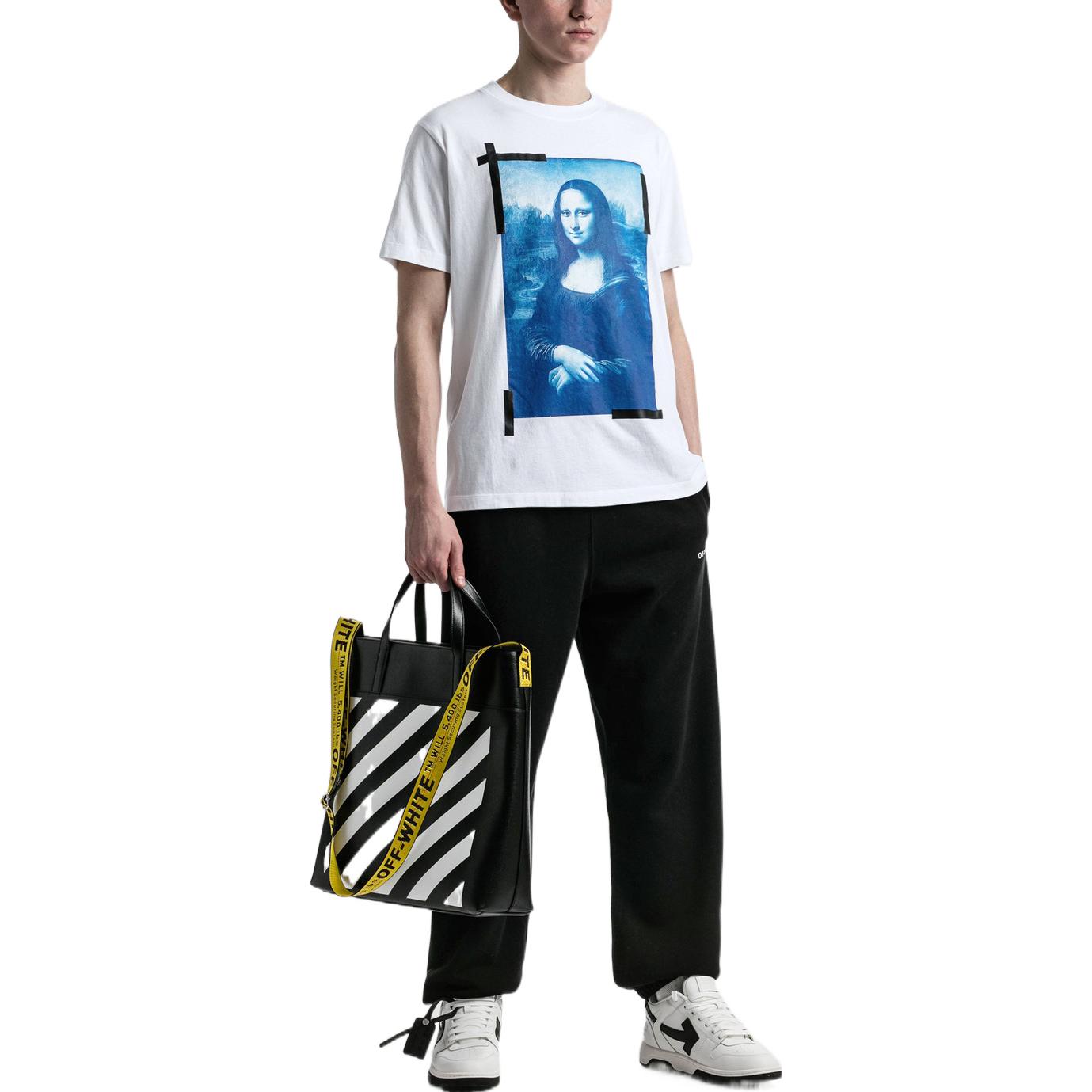 Men's Off-White SS22 Elizabeth Printing Round Neck Pullover Short Sleeve White T-Shirt OMAA038C99JER0020145
