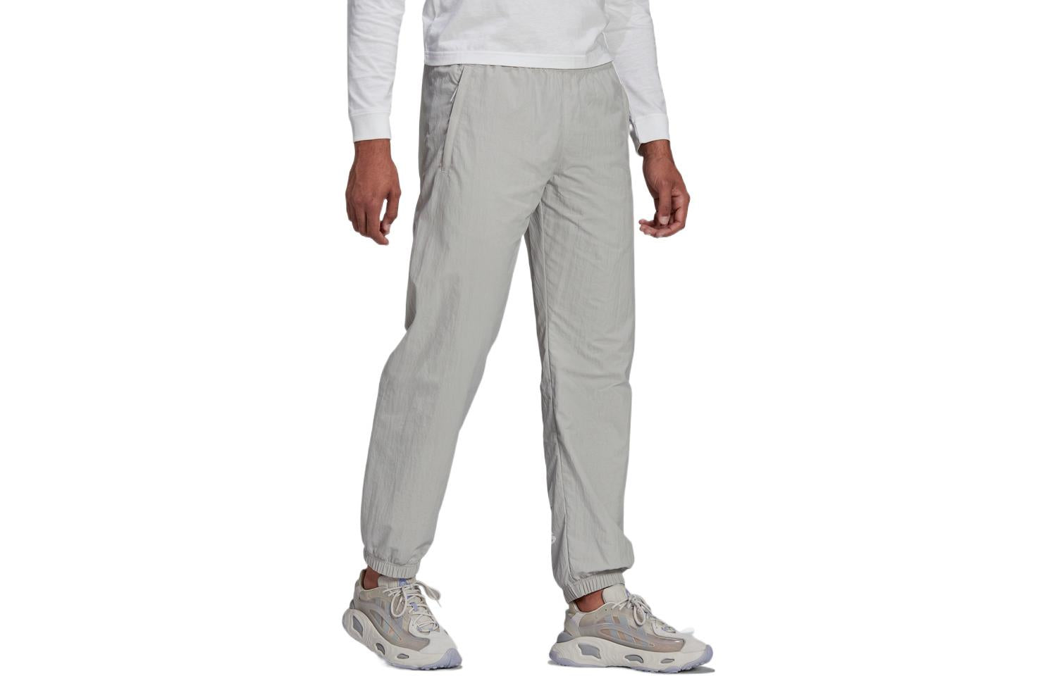 Men's adidas SS22 Solid Color Logo Printing Bundle Feet Sports Pants/Trousers/Joggers Light Grey HC7113