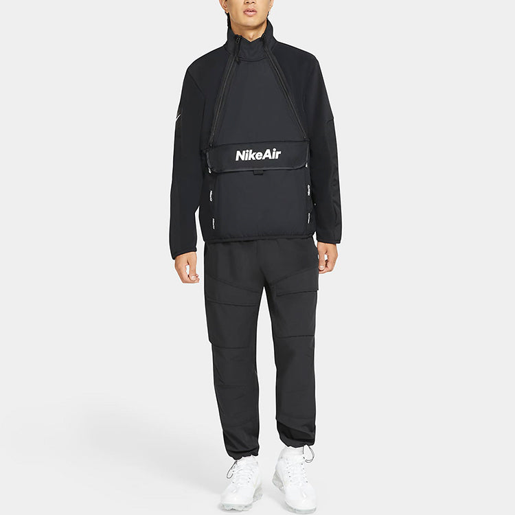 Nike Air Winterized Stand Collar Half Zipper Fleece Stay Warm Woven Jacket Black CU4164-010