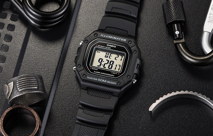 CASIO G Shock Waterproof Unisex Mens Black Digital W-218H-1A