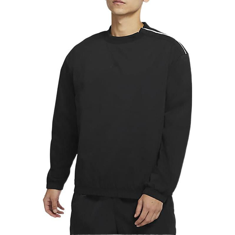 Men's Nike Solid Color Logo Stripe Cotton Round Neck Side Pullover Long Sleeves Black DD7017-010