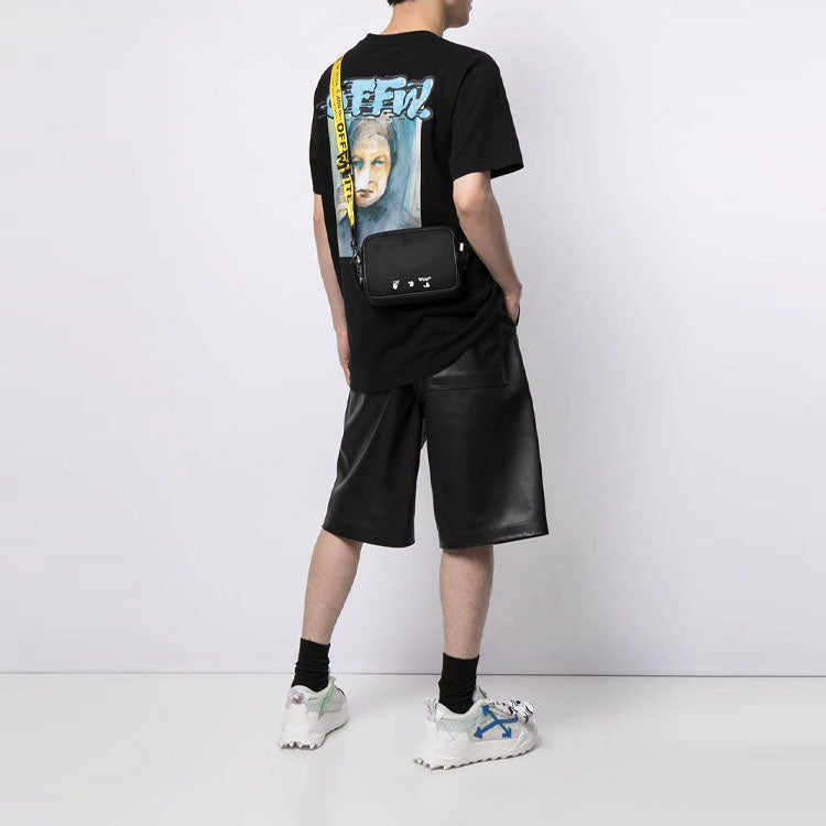 Off-White SS21 Logo Pattern Printing Short Sleeve Loose Fit Black OMAA027S21JER0191045