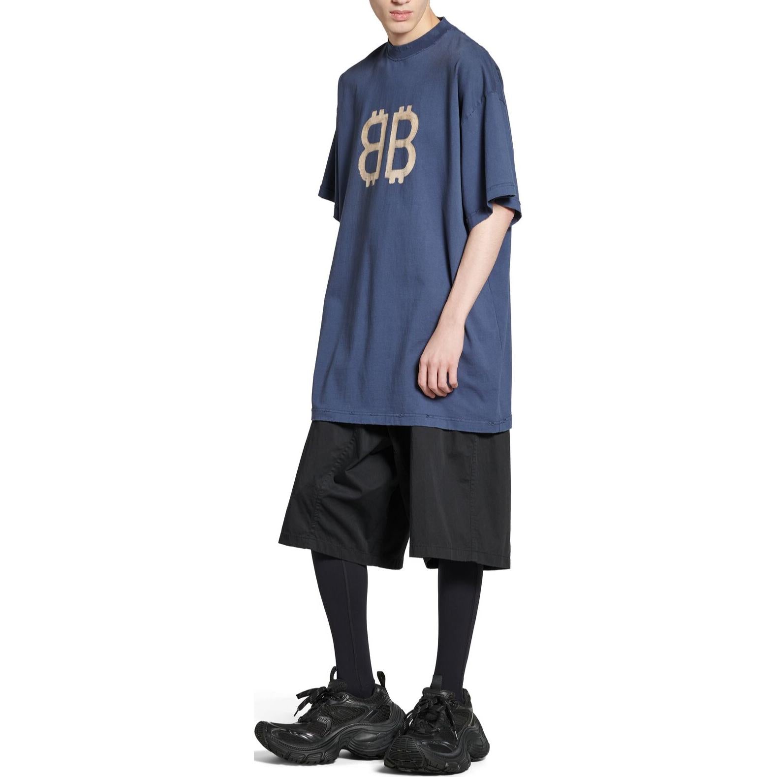 Balenciaga Crypto Oversized T-shirt 'Blue' 739028TOVU64108