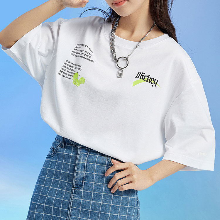 Li-Ning x Disney Crossover Sports Fashion Series Round Neck Sports Short Sleeve Unisex White AHSR544-1