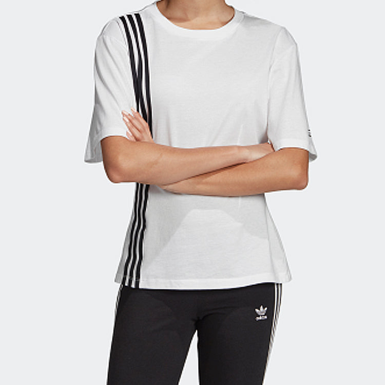 (WMNS) adidas originals Round Neck Pullover Short Sleeve White EC0929