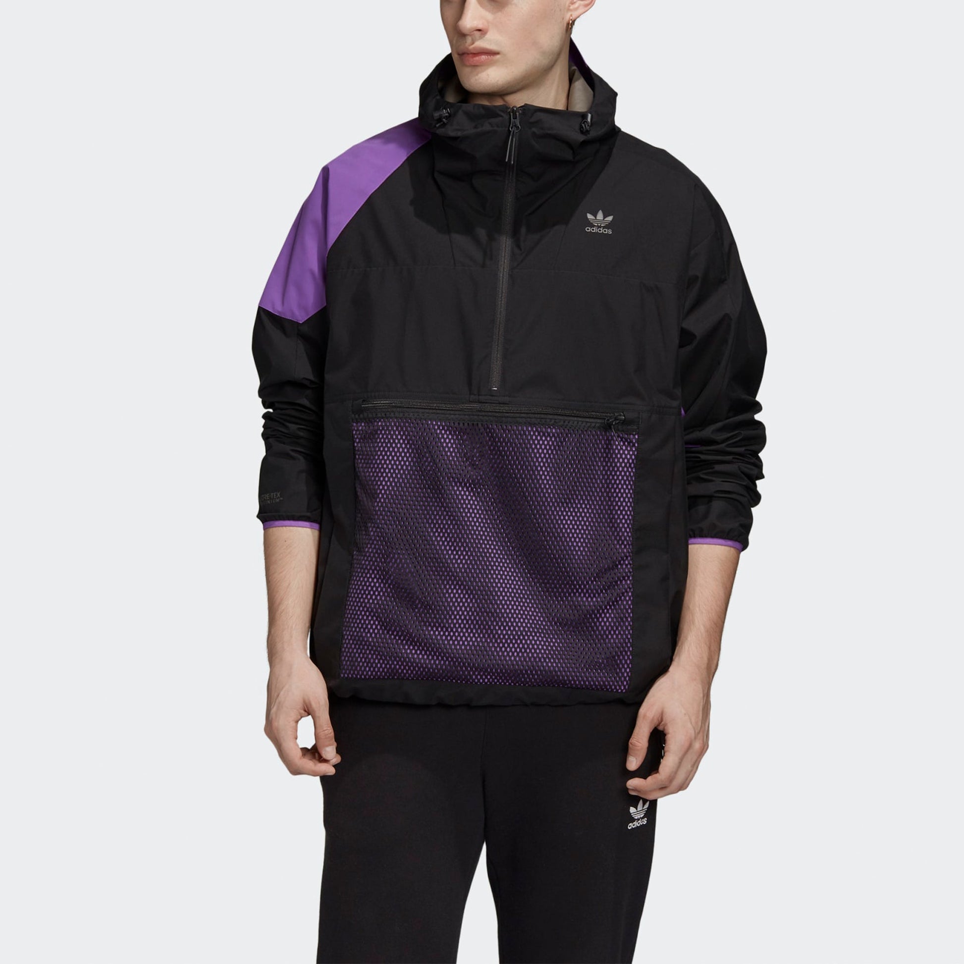 adidas originals Casual Sports hooded Half Zipper Jacket Black FM3679